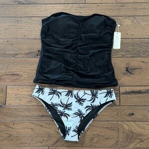 Black Palm Tree Tankini Set sz L